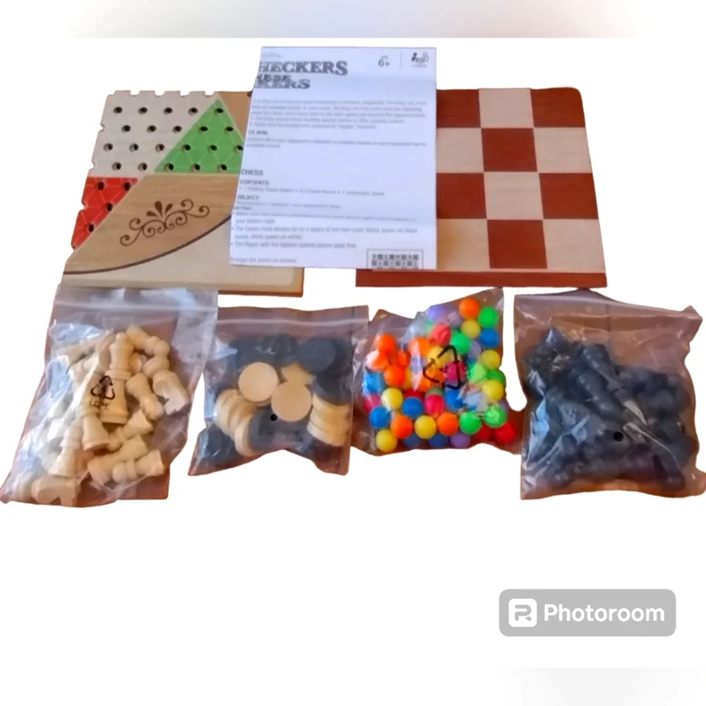 Chess, Checkers and Chinese Checkers Board Game Set Toy